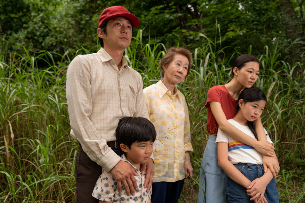Minari (L-R) Steven Yeun, Alan S. Kim, Yuh-Jung Youn, Yeri Han, Noel Cho Photo by Josh Ethan Johnson, Courtesy of A24