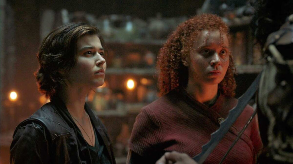 (L-R): Kit (Ruby Cruz) and Jade (Erin Kellyman) in Lucasfilm's WILLOW exclusively on Disney+. ©2022 Lucasfilm Ltd. & TM. All Rights Reserved.